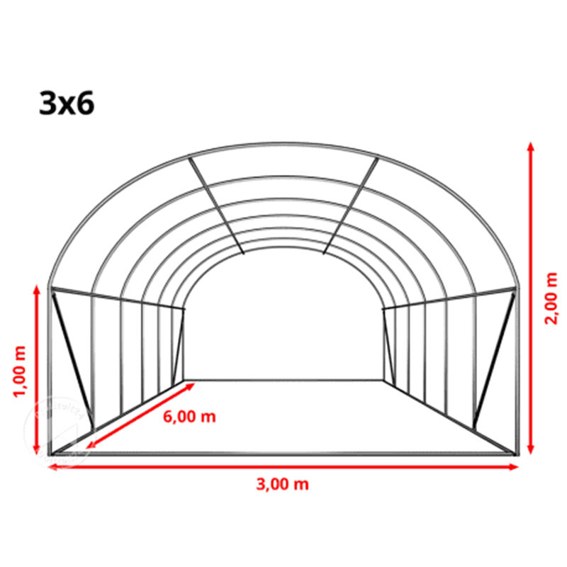 Теплица с круглой крышей 3×6×2 м