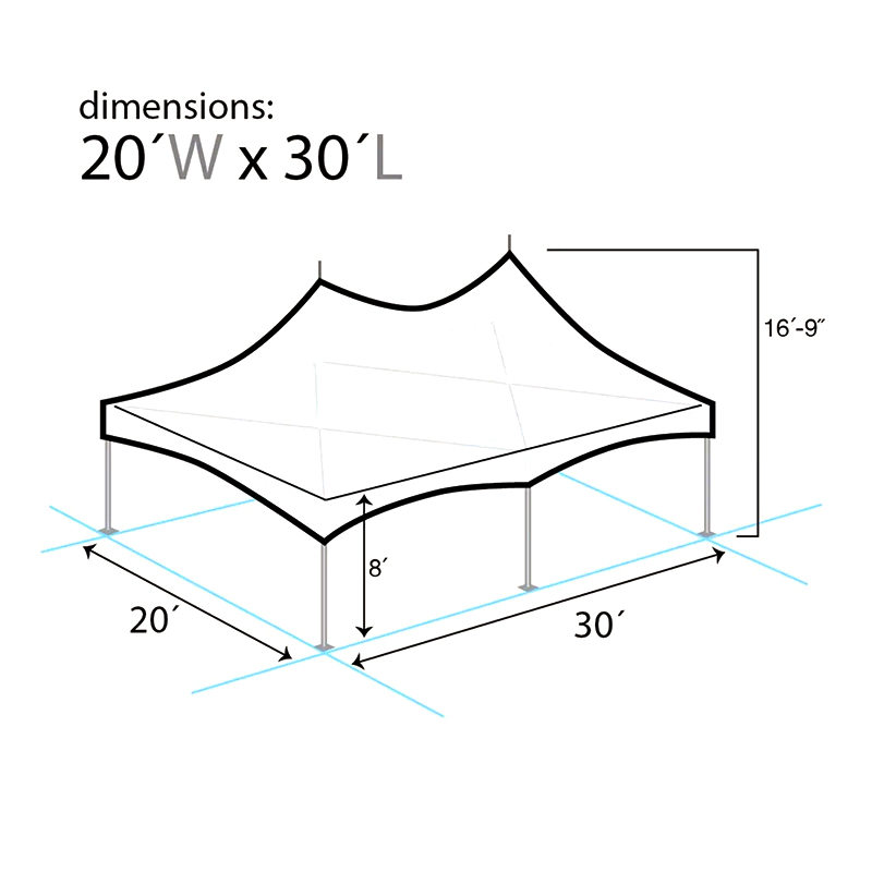 ПВХ шатер с алюминиевым каркасом 6×9 м (20'×30')
